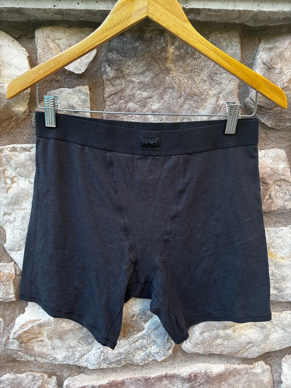 Skims Boxer Briefs Womens Size Large Black Solid Elastic Waist Stretch